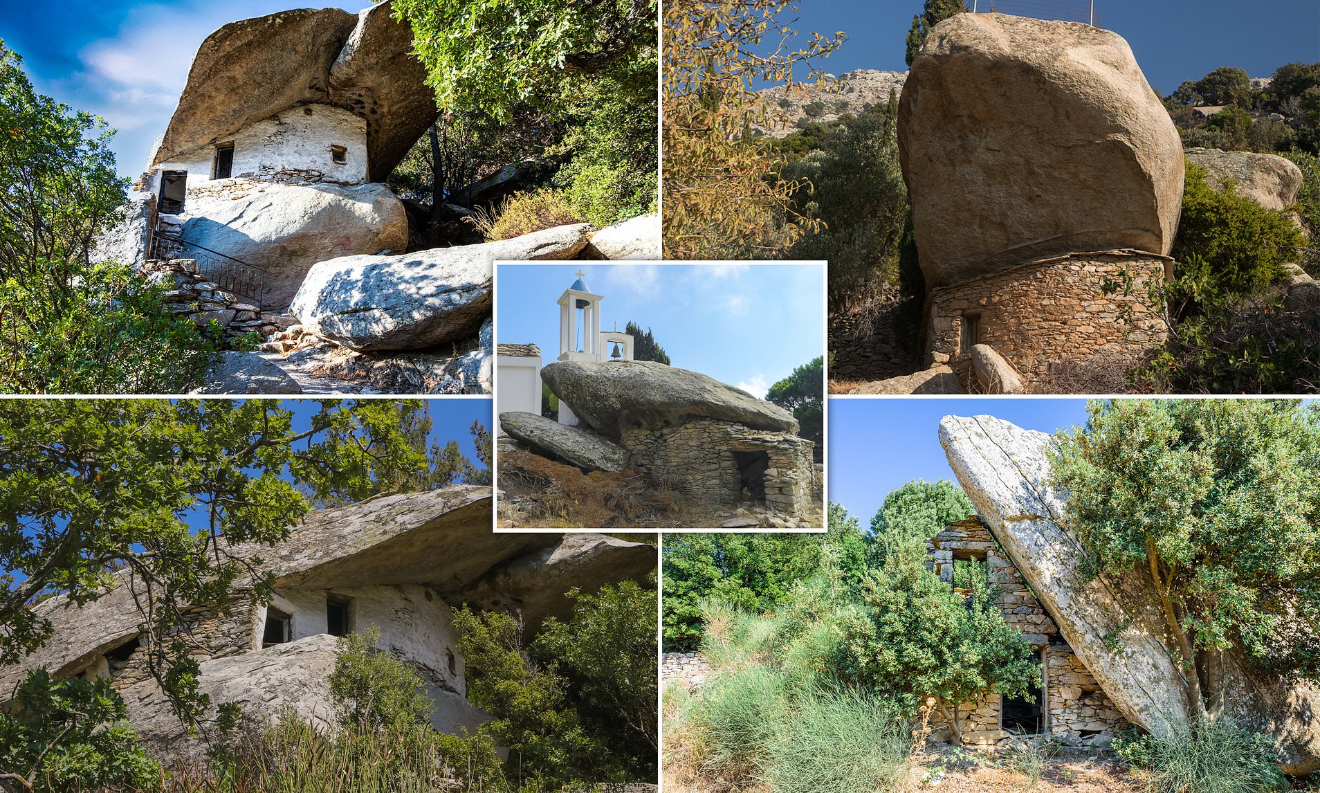 Pictured: The houses hidden under giant boulders on the stunning Greek isle of Ikaria | Daily Mail Online